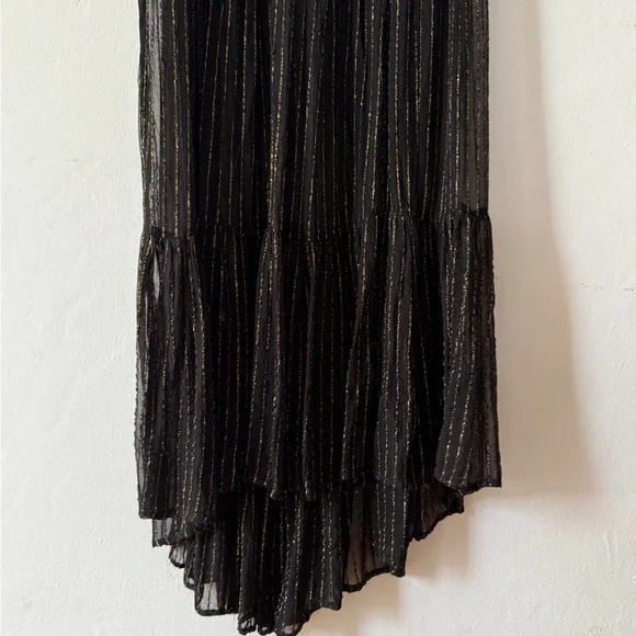 Anthropologie Black & Gold Metallic, Midi Dress by Floriat Size Small - Picture 13 of 16